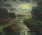 Worpswede bei Nacht, Ölgemälde 50 x 60 cm