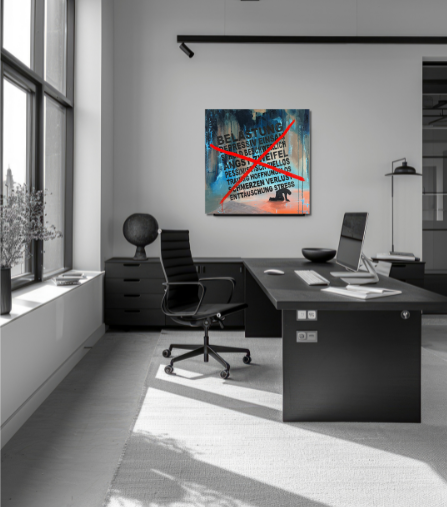 "Wünsche Belastung", Öl und Acryl auf Leinwand 80 x 80 cm