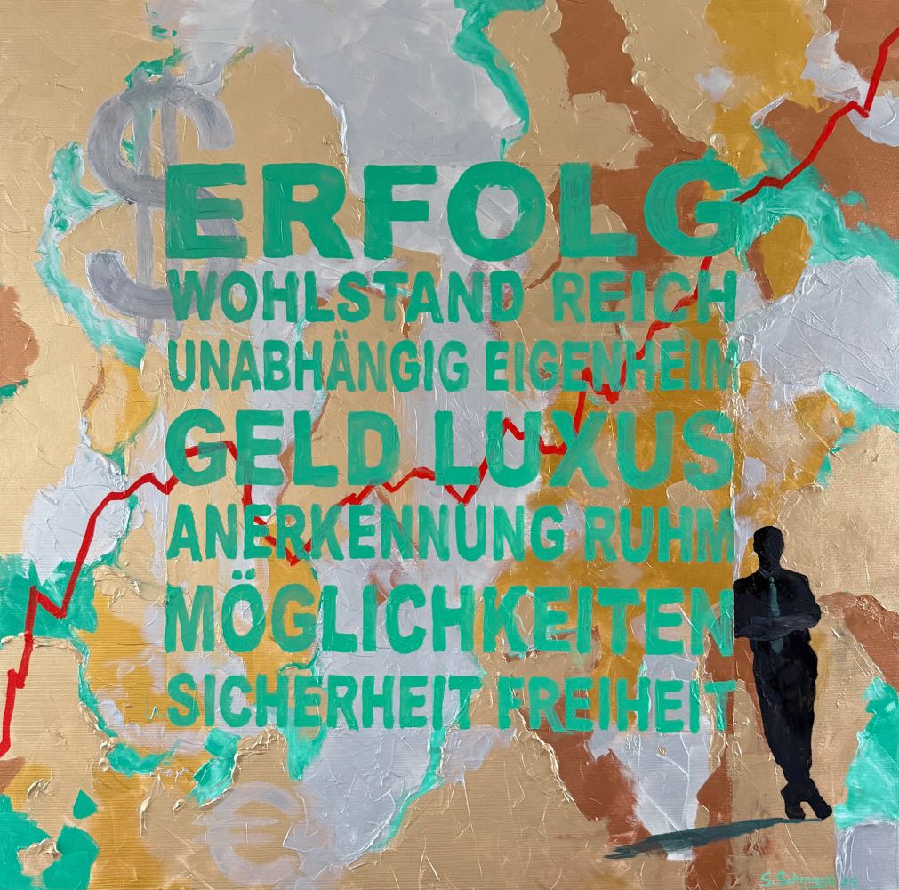 Wünsche: Erfolg“ – 80 × 80 cm, Öl/Acryl auf Leinwand