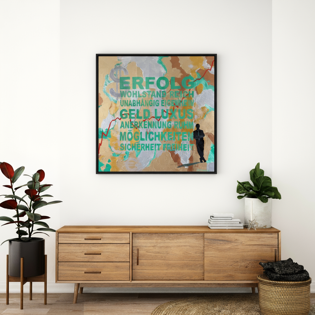 Wünsche: Erfolg“ – 80 × 80 cm, Öl/Acryl auf Leinwand