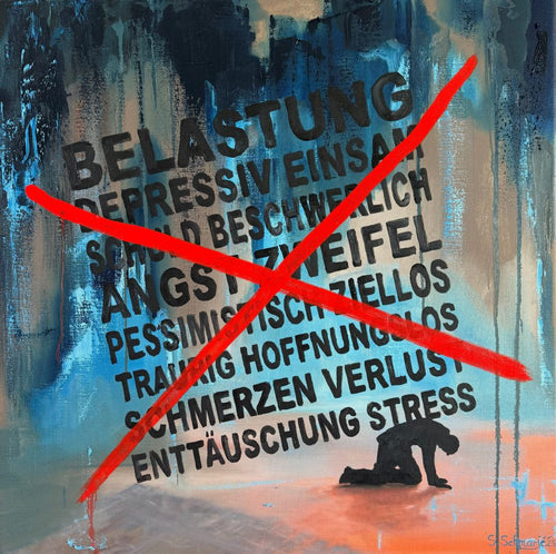 "Wünsche Belastung", Öl und Acryl auf Leinwand 80 x 80 cm