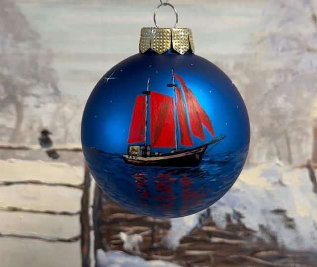 Weihnachtsbaumkugel Segelboot auf hoher See 10cm