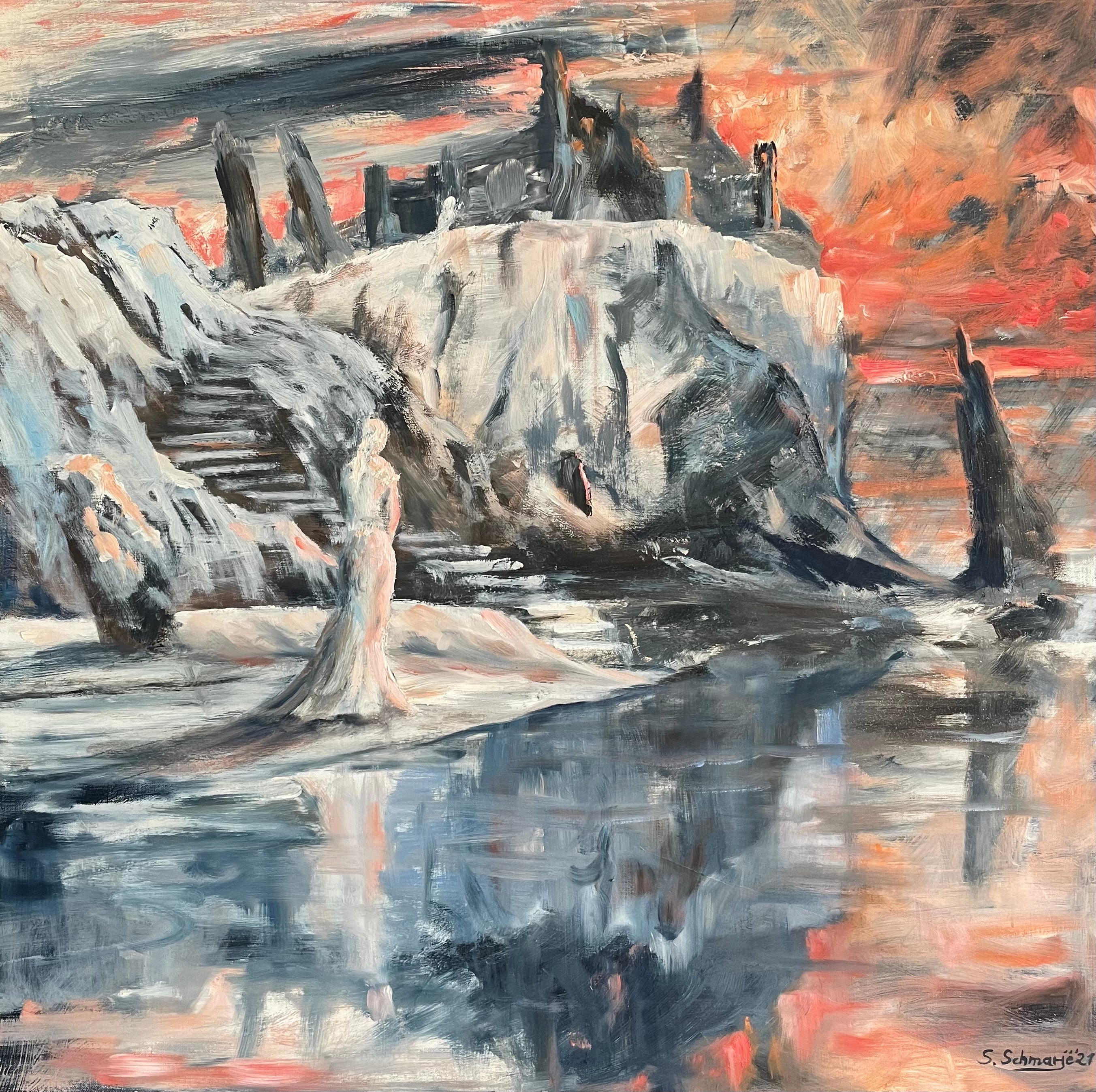 Eisprinzessin, Ölgemälde 80 x 80 cm