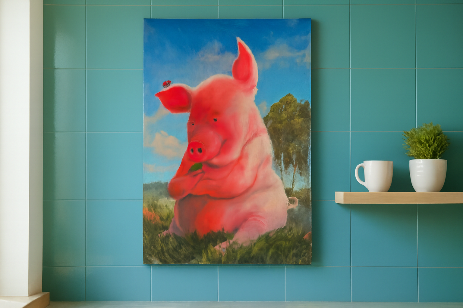 Glücksschwein, Öl auf Leinwand 80 cm x 60 cm