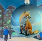 Tannenbaumkugel - Fuchs im Schnee - Hellblau 10cm
