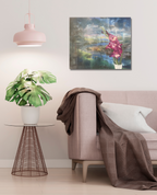 Gladiole vor Landschaft, Ölgemälde 50 x 60 cm