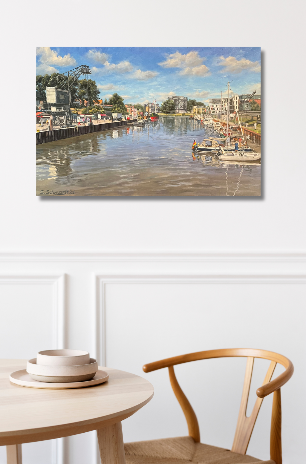 Stade Hafen, Ölgemälde 40 x 60 cm