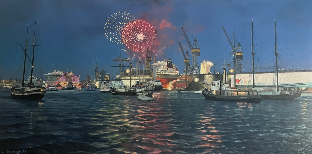 "X2" Hamburger Hafengeburtstag, Ölgemälde 75 cm x 150 cm x 4 cm