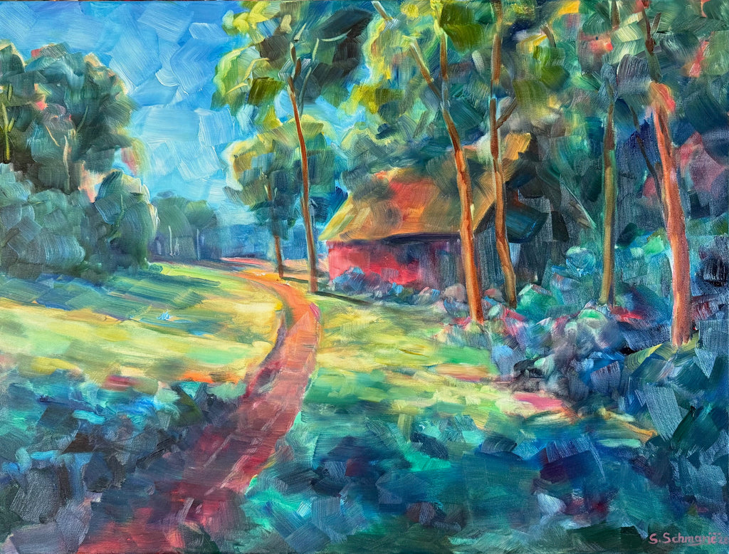 Haus am Waldrand, Ölbild auf Leinwand, 60x80cm