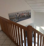 Bauarbeiter über Hamburg, Ölgemälde auf Leinwand, 75x200cm