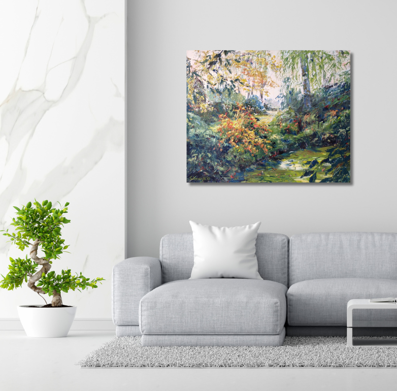 Schöne Stimmung im Park, Ölgemälde auf Leinwand 80x100cm