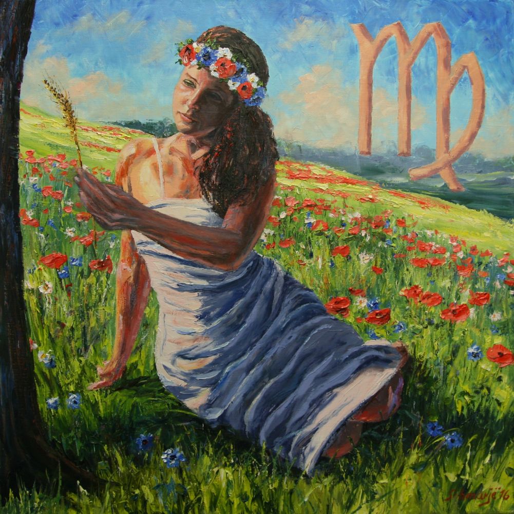 Sternzeichen, Ölgemälde 12-teilig, je 60 x 60 cm