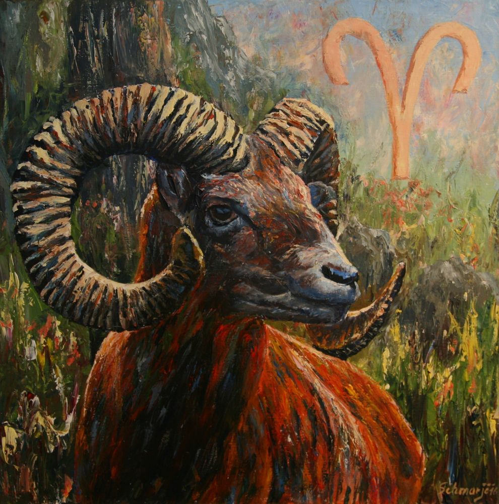 Sternzeichen, Ölgemälde 12-teilig, je 60 x 60 cm