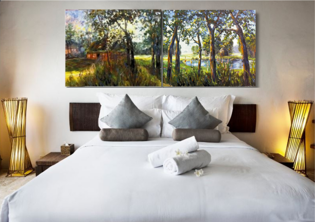 Landschaft, Ölgemälde 2-teilig 80 x 200 cm