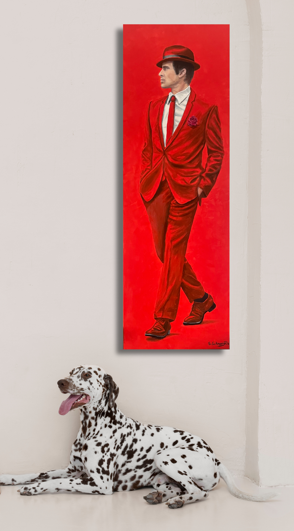 Jimmy Walker in Red, Ölgemälde 120 x 40 cm