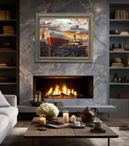 Tina Onassis Stapellauf, Ölgemälde auf Leinwand, gespachtelt, 80x100cm