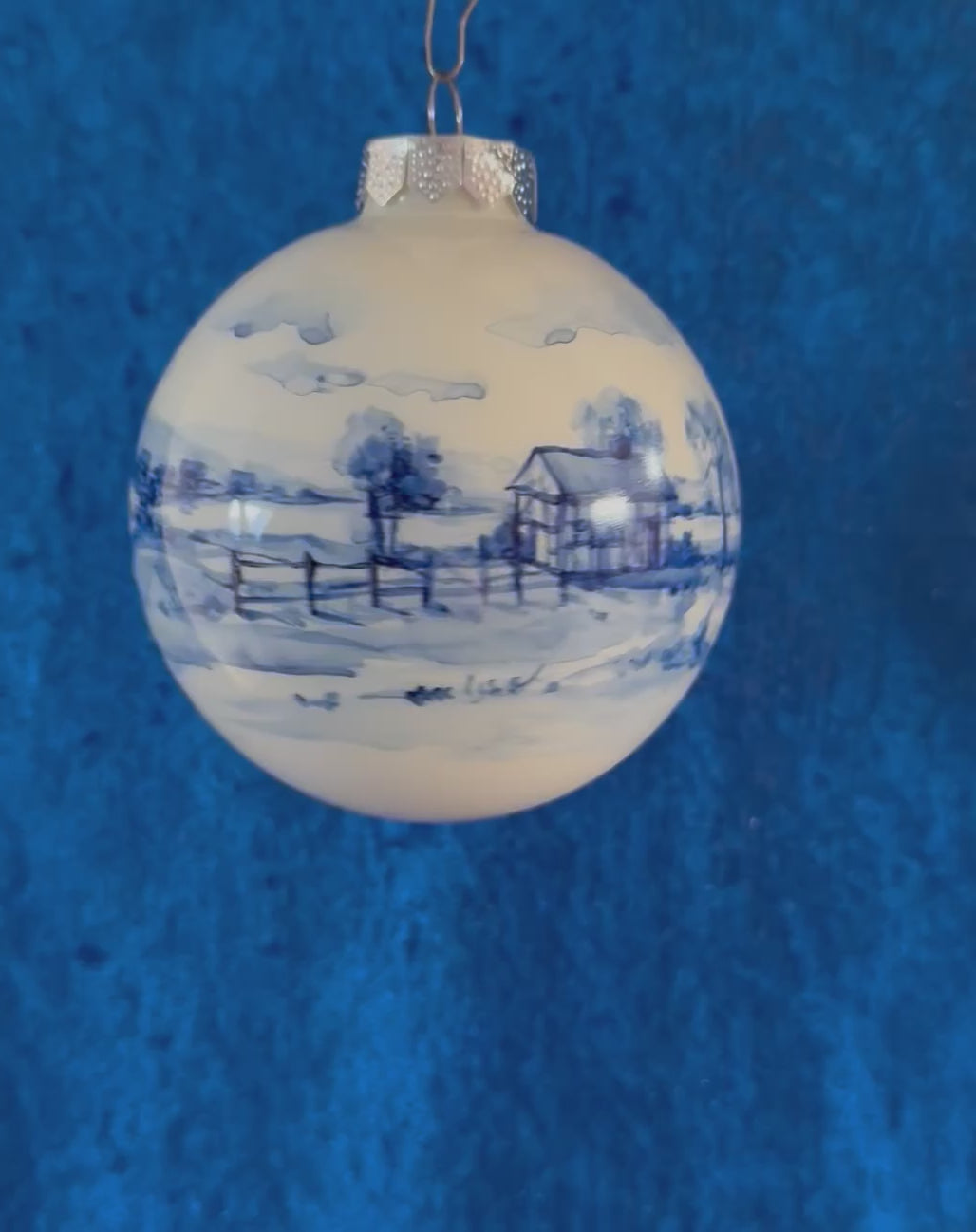 Tannenbaumkugel, Fachwerkhaus in den Bergen nach Delfter Art 10 cm