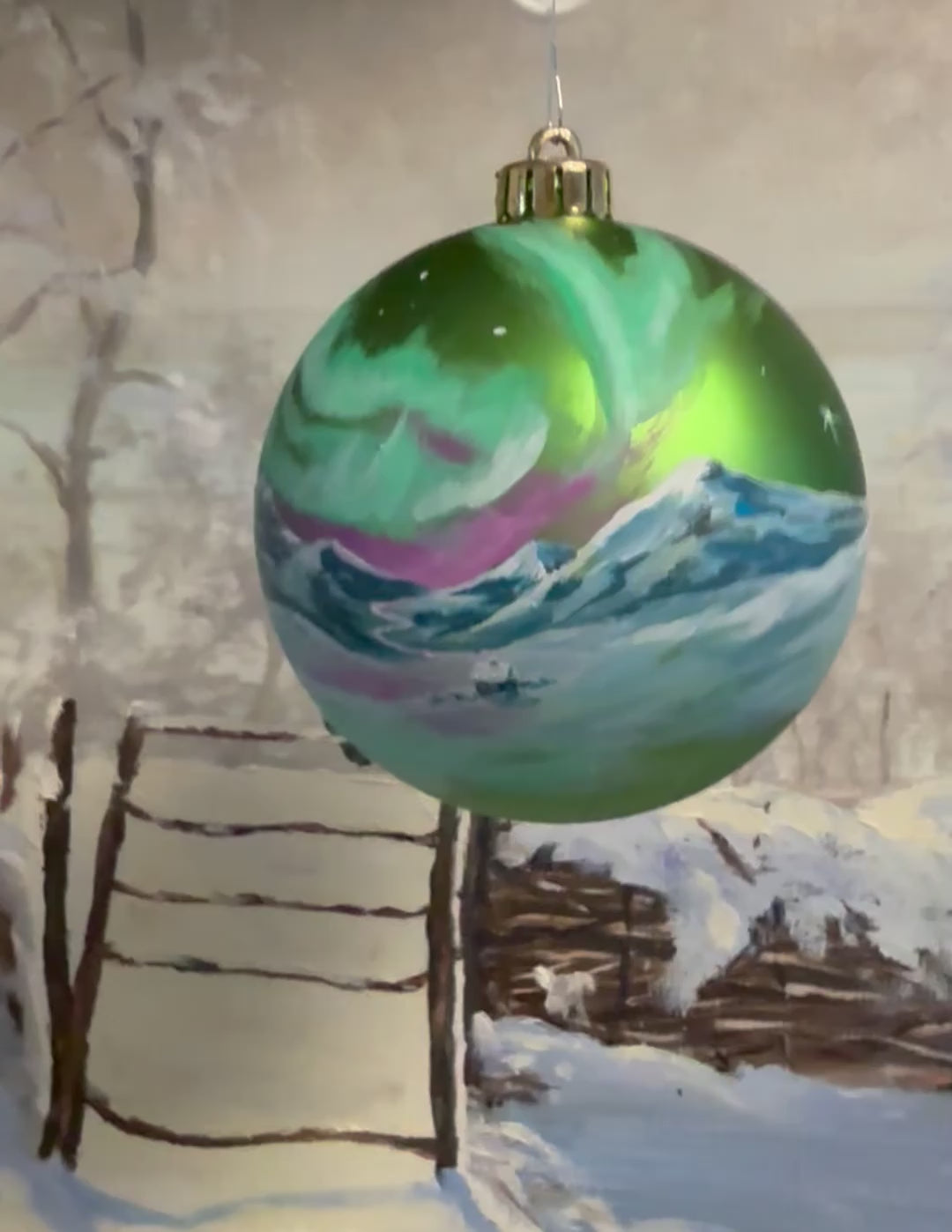 Weihnachtsbaumkugel - Polarlichter, Grün 10