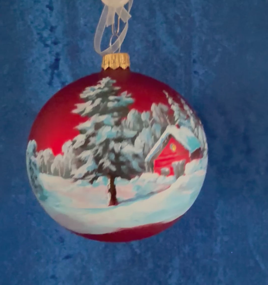 Tannenbaumkugel - Chalet vor Tannen, Rot 10