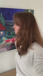 Corvette im toskanischen Mondlicht, Ölgemälde auf Leinwand 50x60 cm