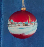 Tannenbaumkugel, Nostalgisches Bergdorf, Rot 10cm