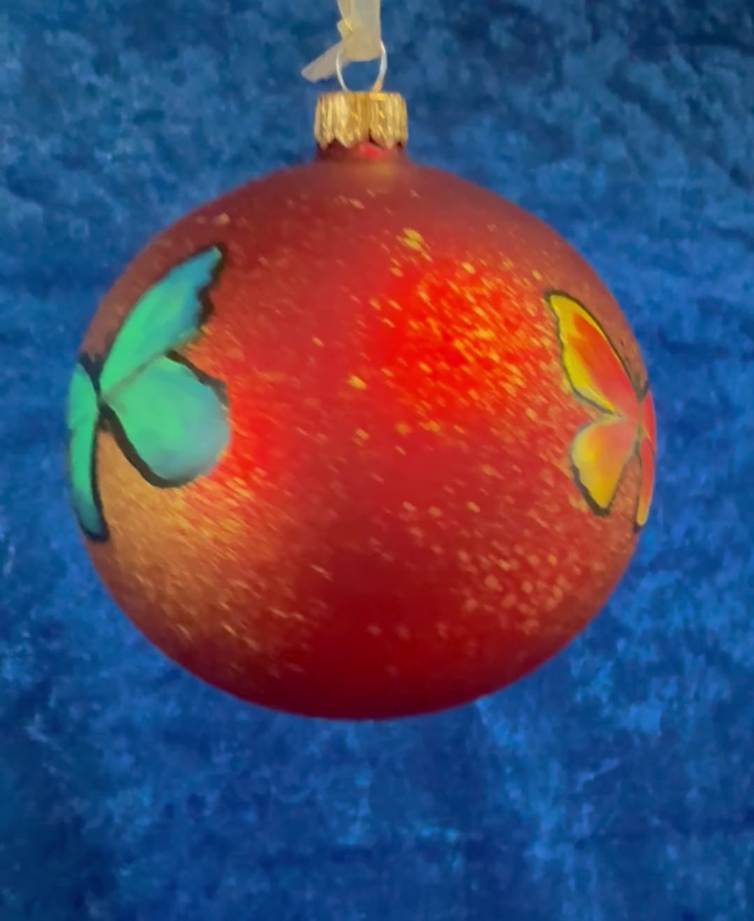 Dekorkugel - Schmetterlinge, rot 10cm