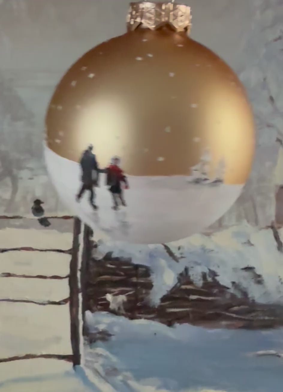 Weihnachtsbaumkugel - Schlittschuhläufer, Gold 8cm