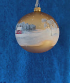 Tannenbaumkugel, Schneelandschaft Gold 10 cm