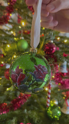 Tannenbaumkugel "Rose" Grün 10cm Kunstoff