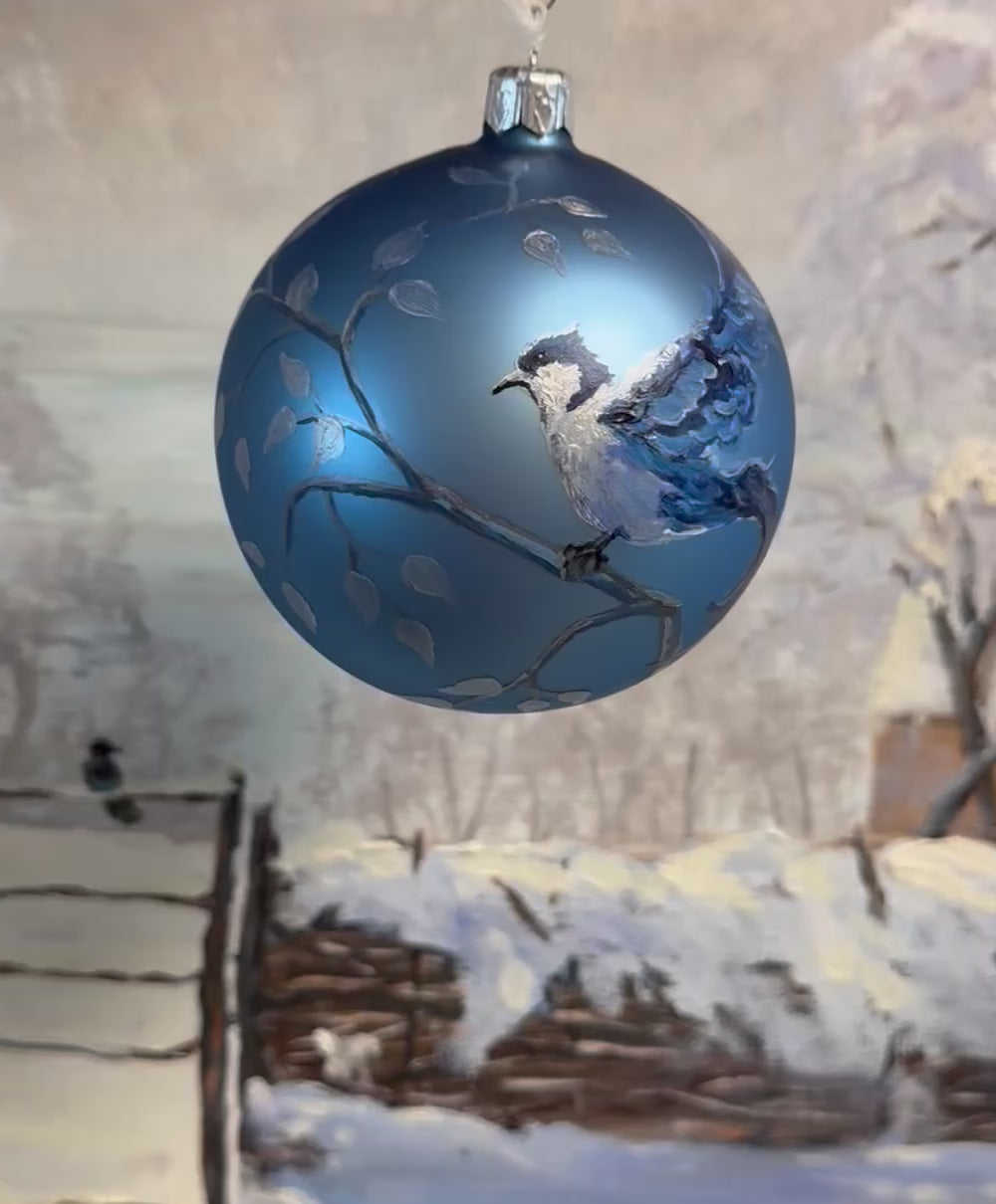 Tannenbaumkugel Paradiesvogel blau 10cm