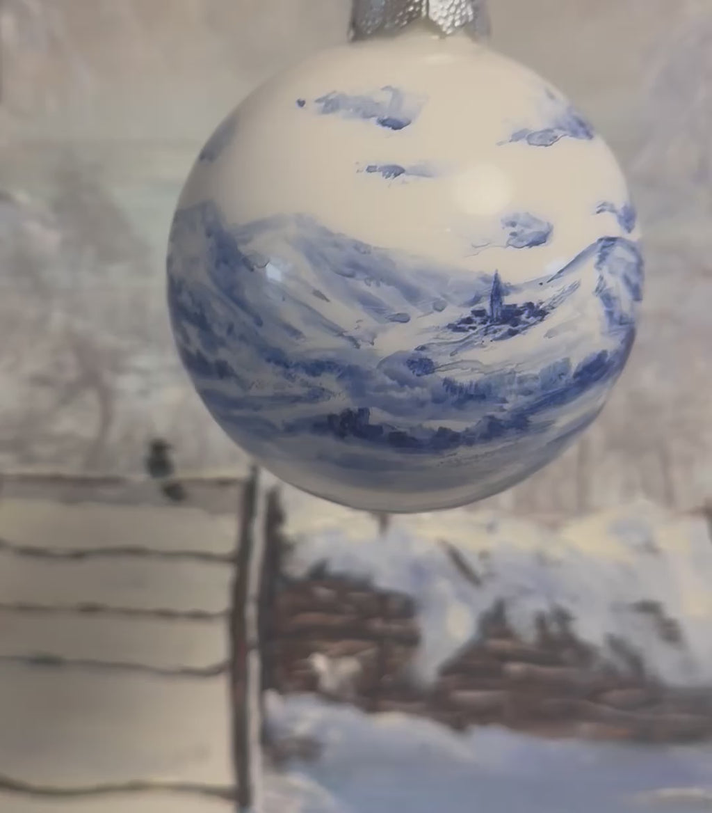 Motivkugel, Bauernhof nach Delfter Art 10 cm