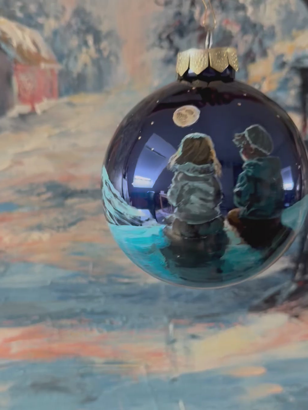 Tannenbaumkugel Kinder im Mondschein 10cm