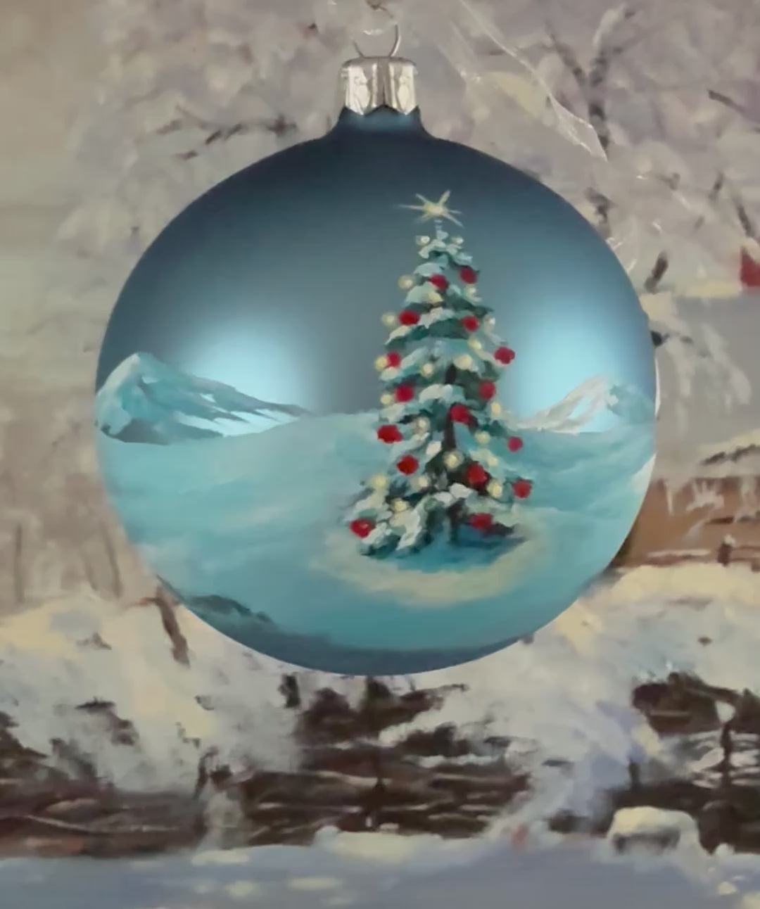Tannenbaumkugel mit Schneelandschaft 10cm