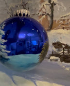 Tannenbaumkugel, Hase und Igel, Blau 10 cm