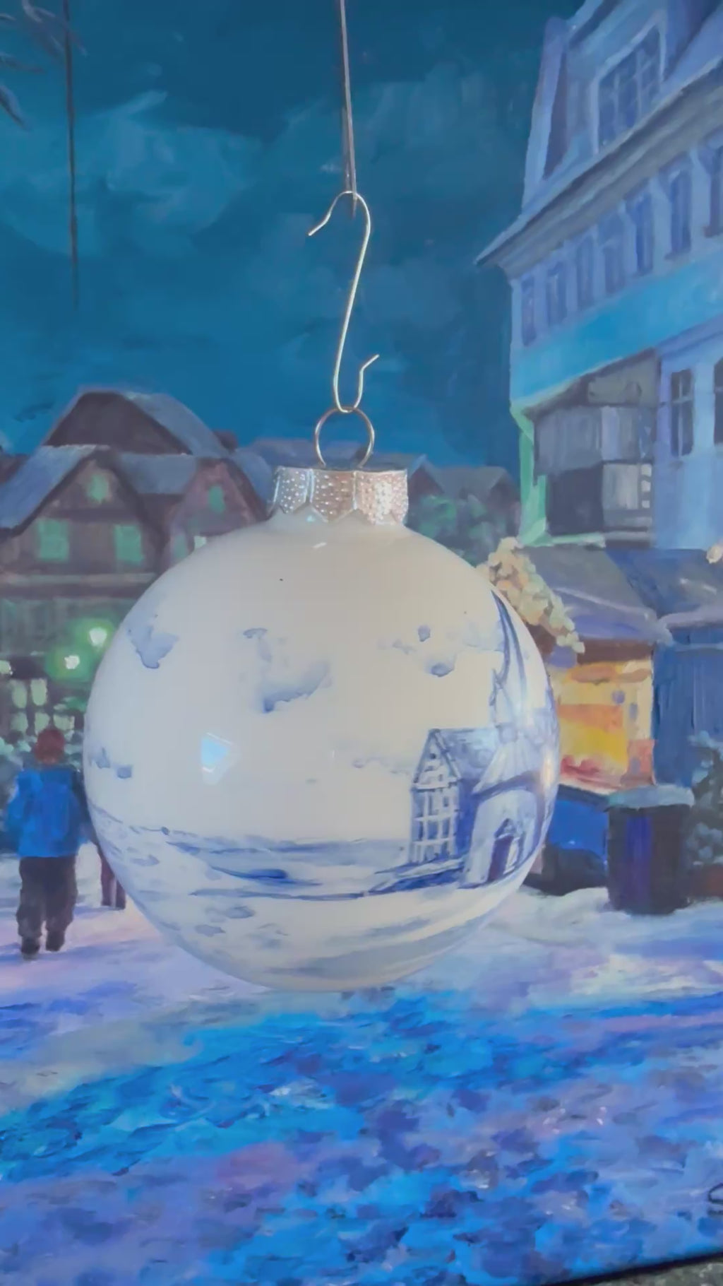 Tannenbaumkugel Hansestadt Stade, Design nach Delfter Art 10cm