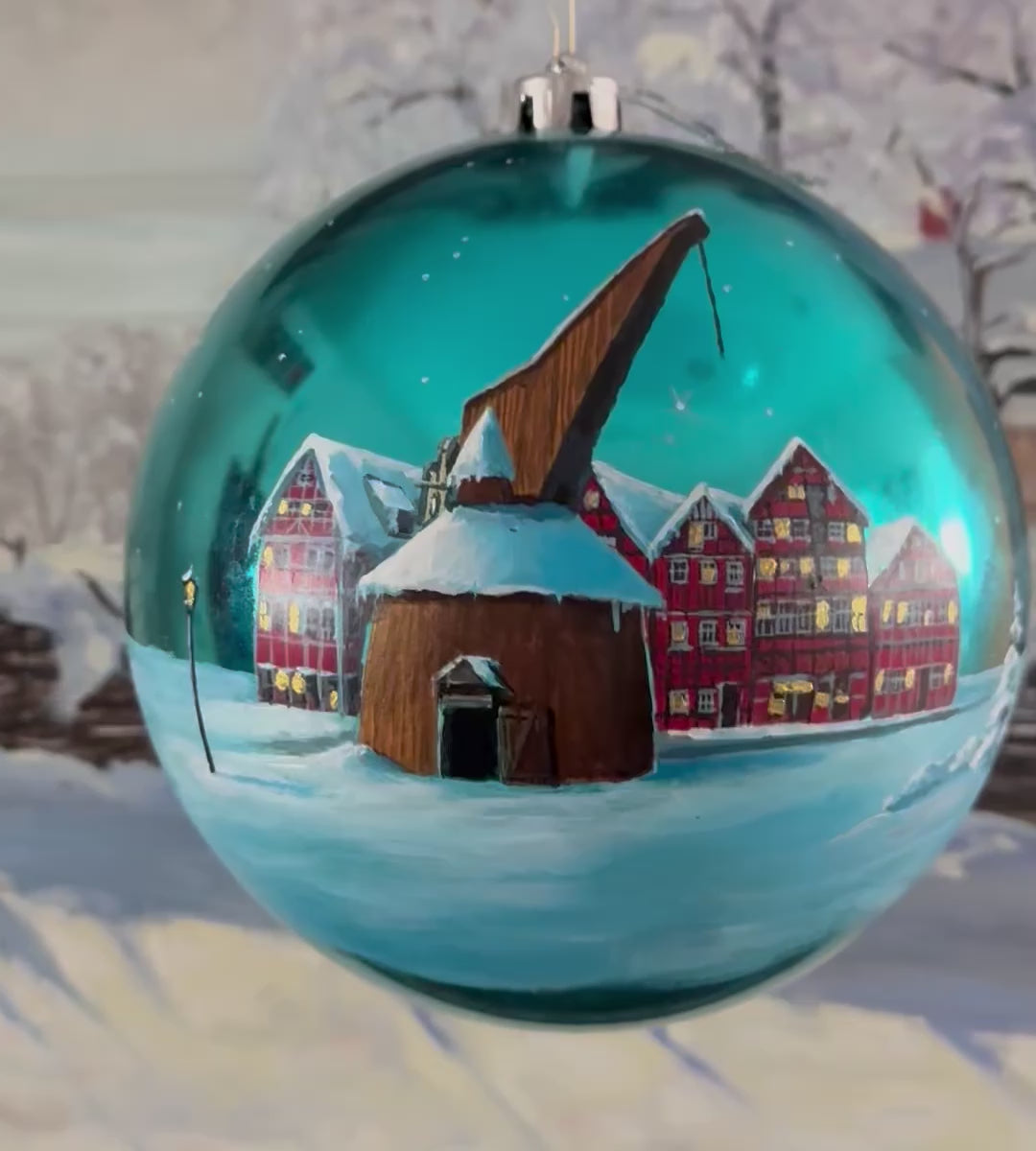 Tannenbaumkugel - Altstadt Stade im Schnee 20cm