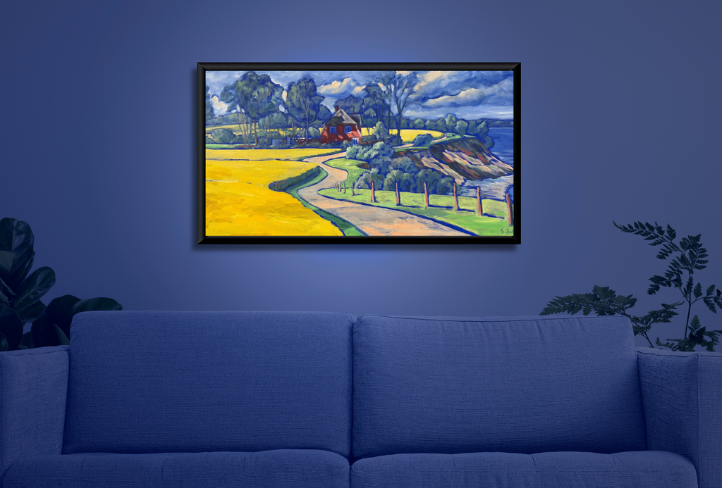 Rapsfeld bei Travemünde, Ölbild auf Leinwand, 40x80cm