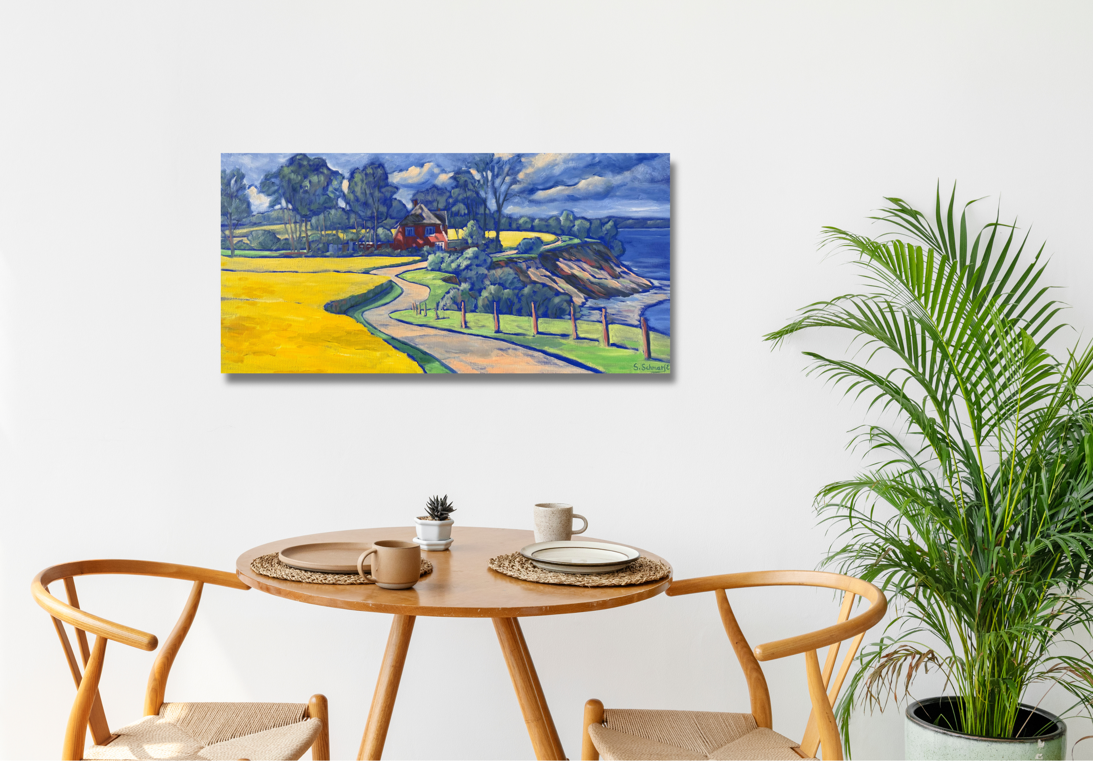 Rapsfeld bei Travemünde, Ölbild auf Leinwand, 40x80cm