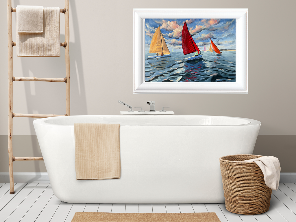 Segelregatta, Ölgemälde auf Leinwand, 46x65cm