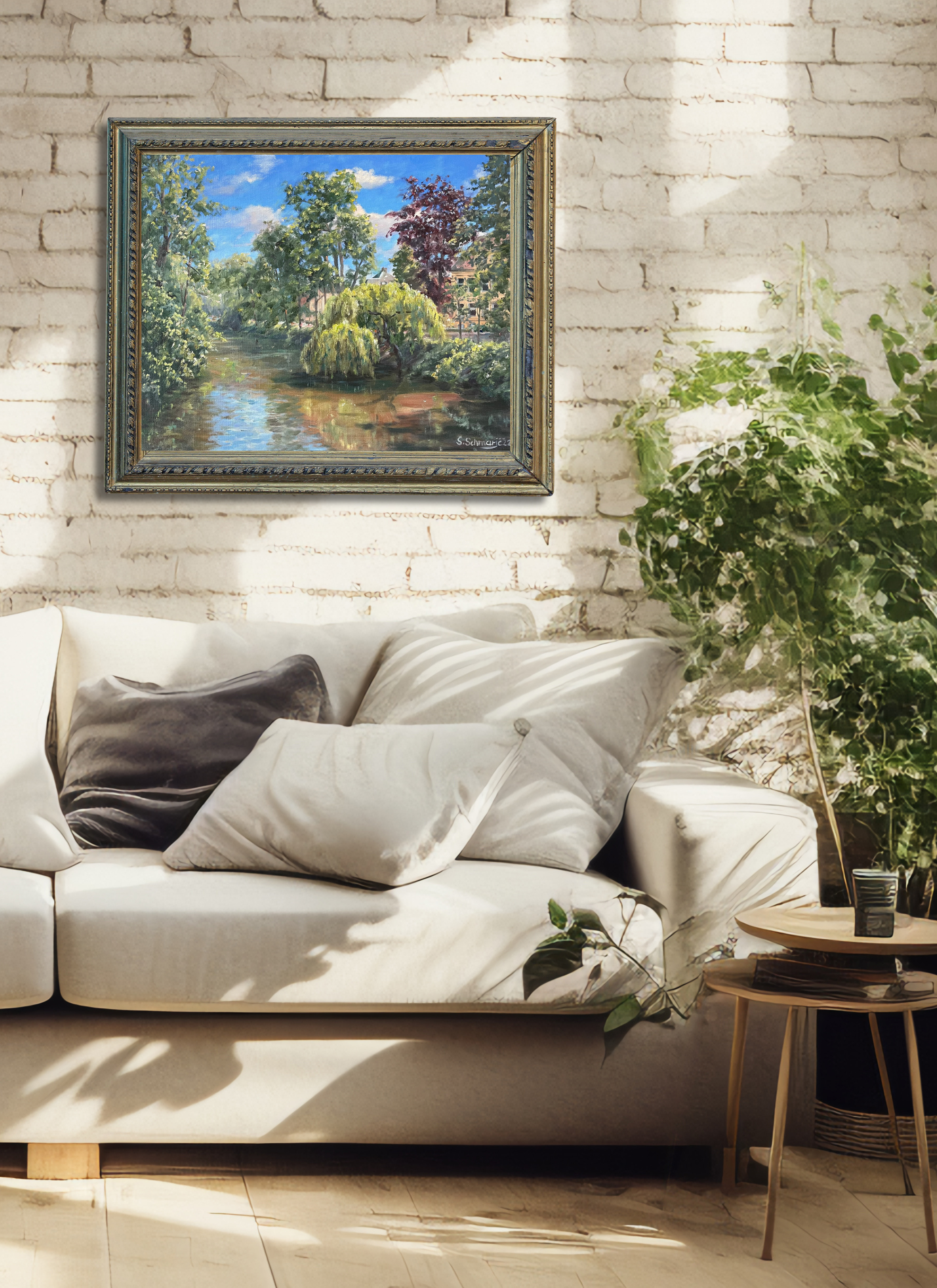 Stade, Blick von der Burggrabenbrücke, Ölgemälde auf Leinwand, 40x50cm