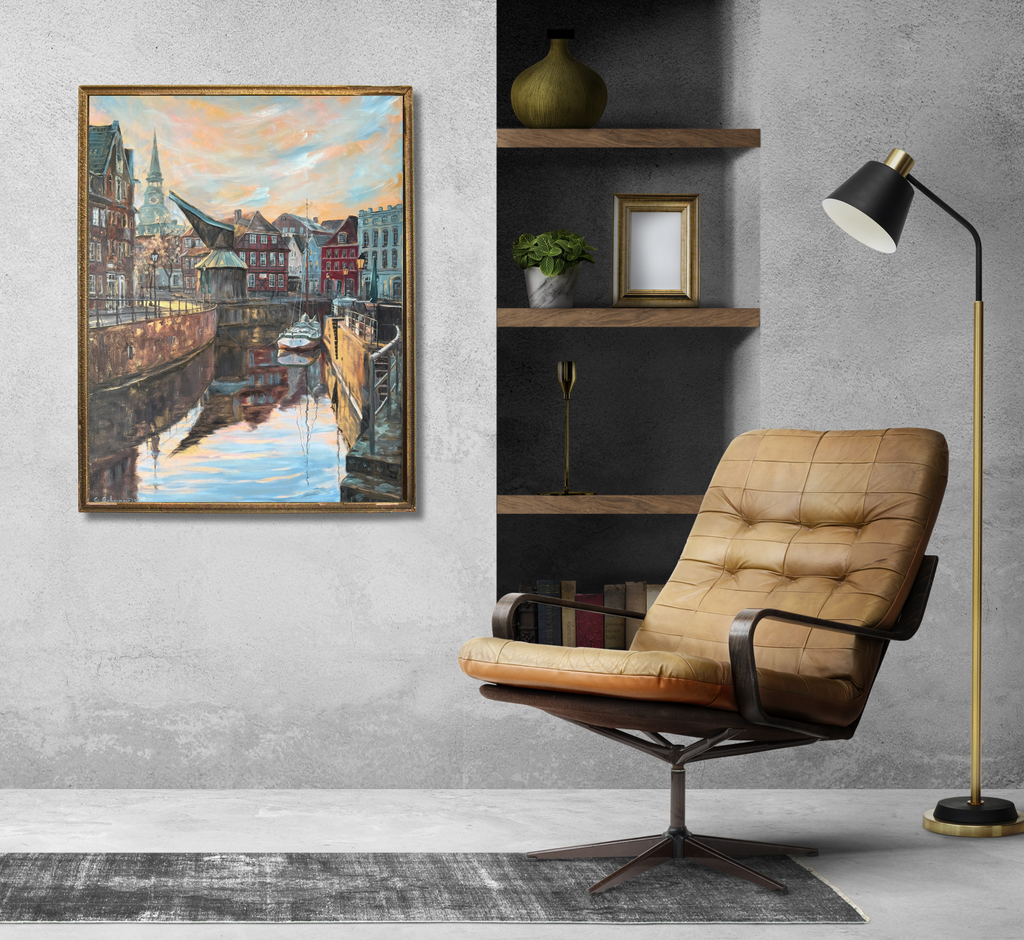 Fischmarkt Stade, Ölgemälde 80 x 60 cm