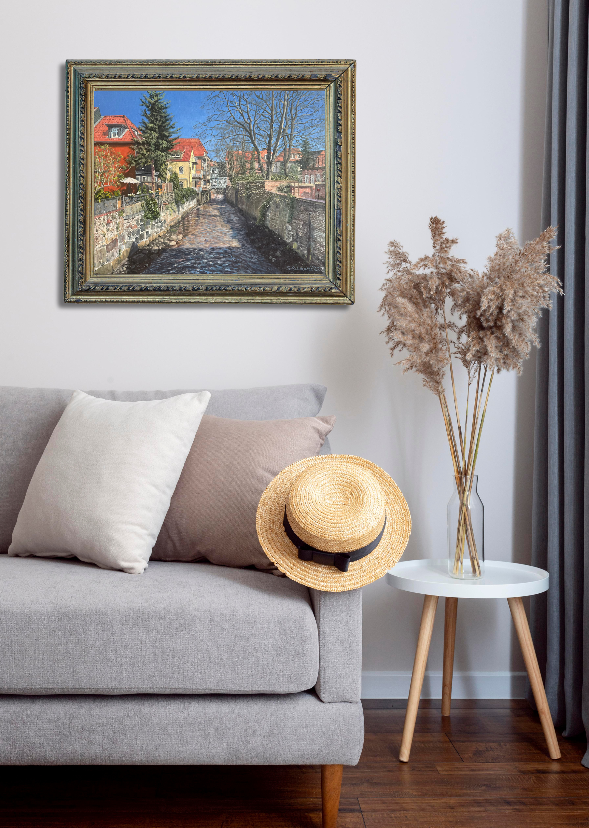 Stade, Blick von der Rosenstraße, Ölgemälde auf Leinwand, 40x50cm