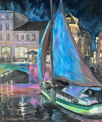 Stade Stadtfest Fischmarkt, Ölgemälde 60 x 50 cm