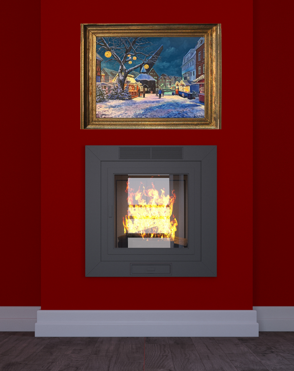 Stader Weihnachtsmarkt, Ölgemälde 50 x 70 cm