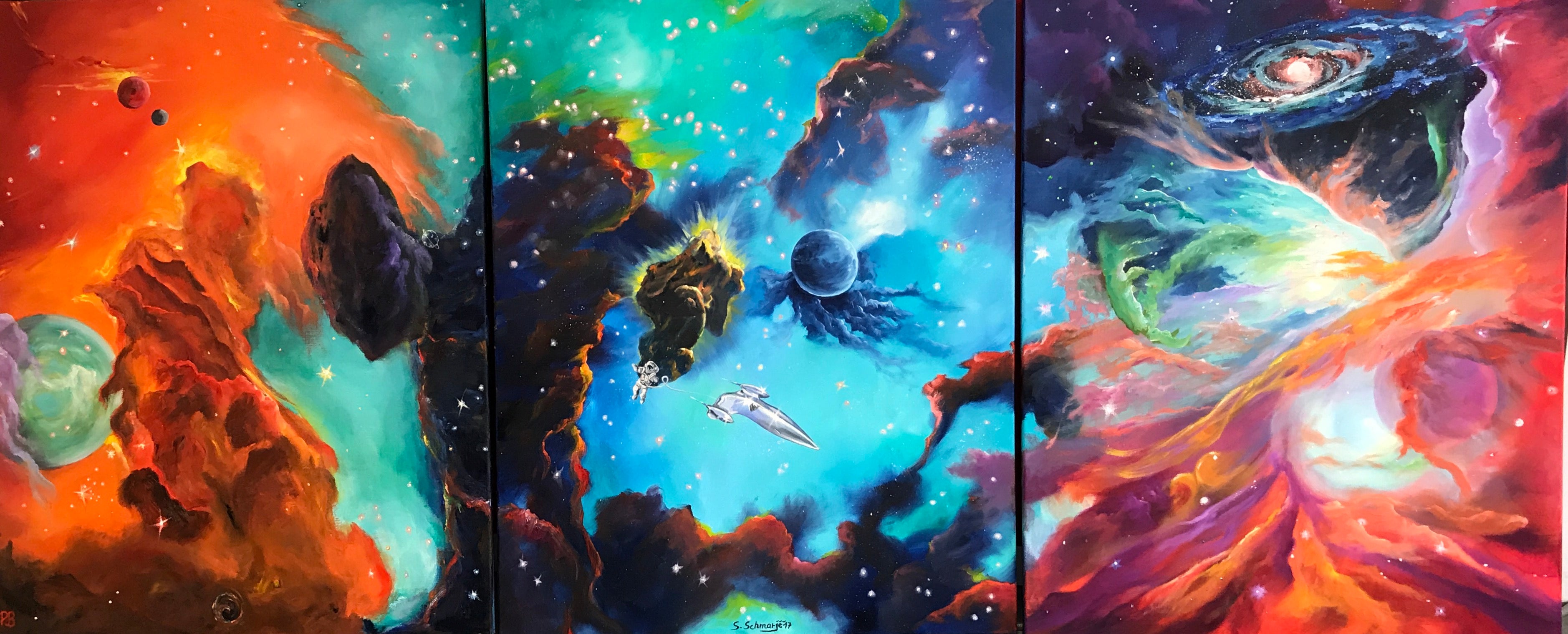 "Sternenbrücke Hamburg", Ölbilder auf Leinwand