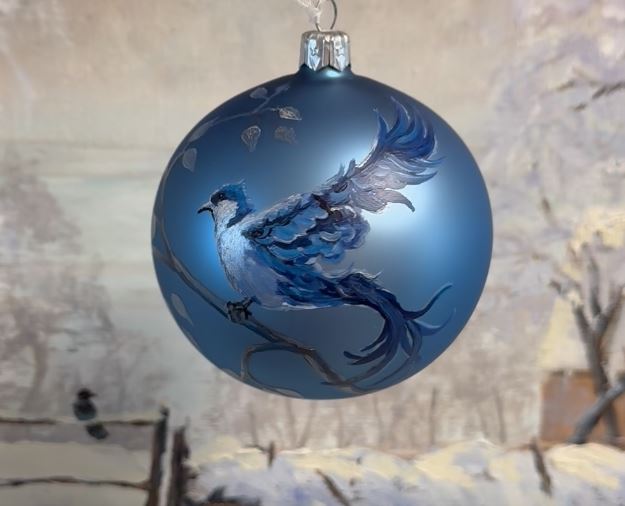 Tannenbaumkugel Paradiesvogel blau 10cm