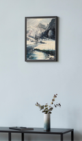 Flusslauf in der Bergen im Winter, Ölgemälde auf Leinwand, 40x30cm
