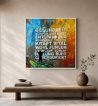 "Wünsche Gesundheit", Öl und Acryl auf Leinwand 80 x 80 cm
